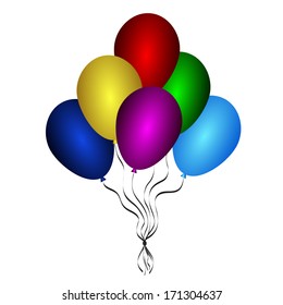 Color glossy balloons isolated on white