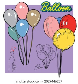 Color Glossy Balloons Mega Set Vector Illustration