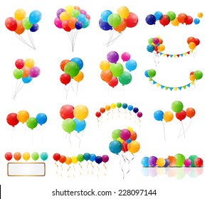 Color Glossy Balloons Mega Set Vector Illustration