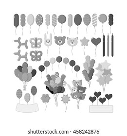 Color glossy balloons mega set vector illustration