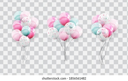 Color Glossy Balloons on Transparent Background Vector Illustration EPS10