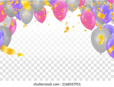Color Glossy Balloons and Party Background Illustration Vector illustration for invitation card, party brochure, banner.
