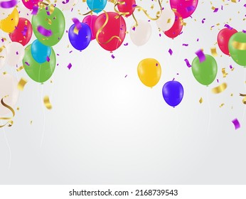 Color Glossy Balloons and Party Background Illustration Vector illustration for invitation card, party brochure, banner.