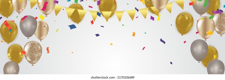 Color Glossy Balloons and Party Background Illustration Vector illustration for invitation card, party brochure, banner.