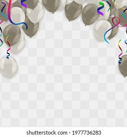 Color Glossy Balloons and Party Flags Background Illustration