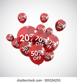 Color Glossy Balloons Sale Concept of Discount. Vector Illustration. eps10