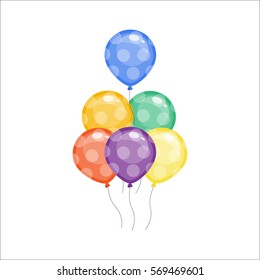 Color glossy balloons sheaf bunch vector illustration. Happy birthday party decoration balloons bunch 