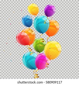 Color Glossy Balloons Transparent Background Vector Illustration EPS10