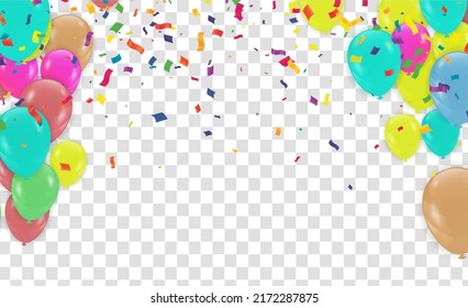 Color Glossy Balloons variety of colors and Party Background Illustration Vector illustration for invitation card, party brochure, banner.