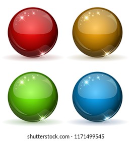 Color glossy balls isolated on white background. Vector illustration.