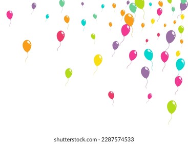 Color Glossy Baloon Vector  White Background. Birthday Inflatable Ball Pattern. Cute Decoration Design. Multicolor Anniversary Ballon Illustration.