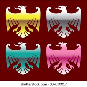Color Glossy Chrome Eagles Vector Art