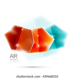 Color glossy geometric plates on white. Abstract background template