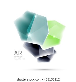 Color glossy geometric plates on white. Abstract background template
