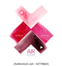 Color glossy glass arrow banner. Vector