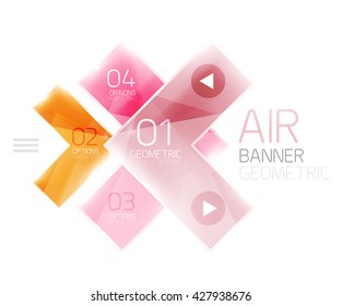 Color glossy glass arrow banner. Vector