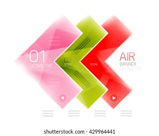 Color glossy glass arrow banner. Vector