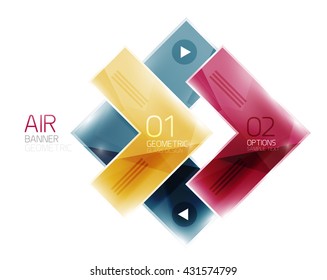 Color glossy glass arrow banner. Vector