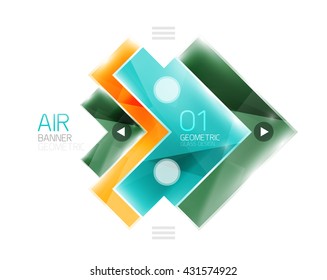 Color glossy glass arrow banner. Vector