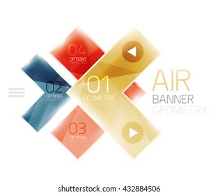 Banner de seta de vidro brilhante colorido. Vetor