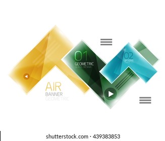 Color glossy glass arrow banner. Vector