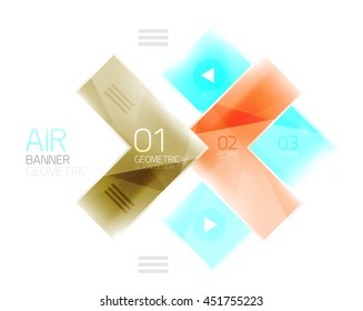 Color glossy glass arrow banner. Vector