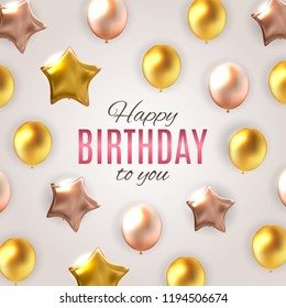 Color Glossy Happy Birthday Balloons Banner Background Vector Illustration EPS10