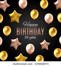 Color Glossy Happy Birthday Balloons Banner Background Vector Illustration EPS10