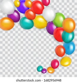 Color Glossy Happy Birthday Balloons Banner Background Vector Illustration EPS10