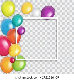 Color Glossy Happy Birthday Balloons Banner Background Vector Illustration EPS10