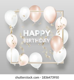 Color Glossy Happy Birthday Balloons Banner Background Vector Illustration