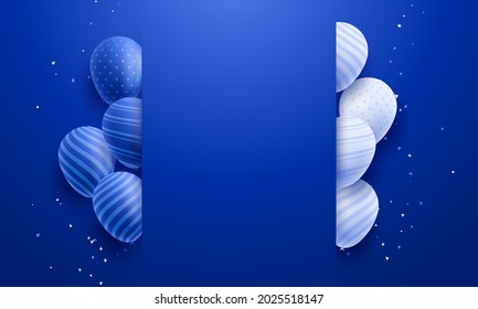 Color Glossy Happy Birthday Balloons Banner Background