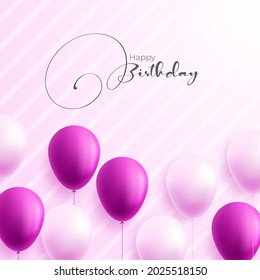 Color Glossy Happy Birthday Balloons Banner Background