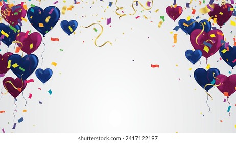 Color Glossy Happy Birthday Balloons Banner Background Illustration