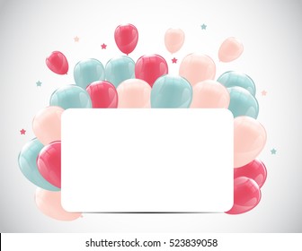 Color Glossy Happy Birthday Balloons Banner Background Vector Illustration EPS10