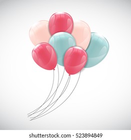 Color Glossy Happy Birthday Balloons Banner Background Vector Illustration EPS10