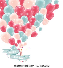 Color Glossy Happy Birthday Balloons Banner Background Vector Illustration EPS10