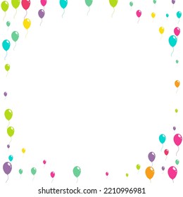 Color Glossy Inflatable Ball Vector  White Background. Inflatable Balloon Poster. Cartoon Design Texture. Multicolor Holiday Baloon Design.