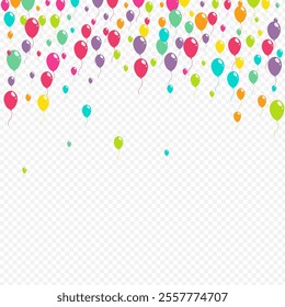Color Glossy Inflatable Ball Vector Transparent Background. Party Baloon Illustration. Cute Fun Wallpaper. Pink and Blue Celebrate Balloon Texture.