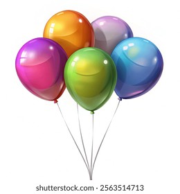 Color glossy multicolored balloons. Vector illustration and white background. 