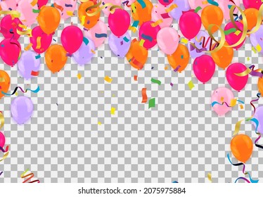 Color Glossy red Balloons and Party Flags Background Vector Illustration EPS10