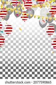Color Glossy red Balloons and Party Flags Background Vector Illustration EPS10