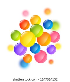 Color glossy round elements on white background