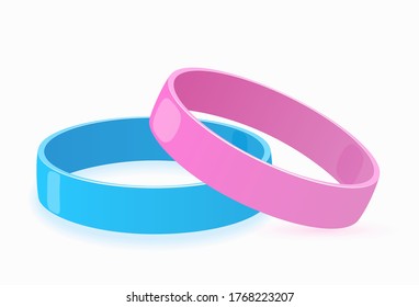 Color glossy silicone wristband. Realistic vector illustration