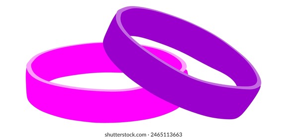 Color glossy silicone wristband. Realistic vector illustration