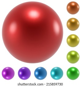 Color glossy spheres vector set isolated on white background.