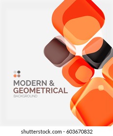 Colores cuadrados brillantes con ángulos redondos, composición con texto de ejemplo. Plantilla de diseño de fondo abstracto vectorial para su lema, mensaje o presentación