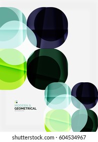 Color glossy squares with round angles, composition with sample text. Vector abstract background design template for your slogan, message or presentation