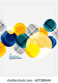 Colores cuadrados brillantes con ángulos redondos, composición con texto de ejemplo. Plantilla de diseño de fondo abstracto vectorial para su lema, mensaje o presentación