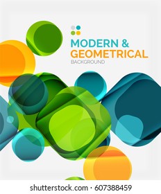 Color glossy squares with round angles, composition with sample text. Vector abstract background design template for your slogan, message or presentation